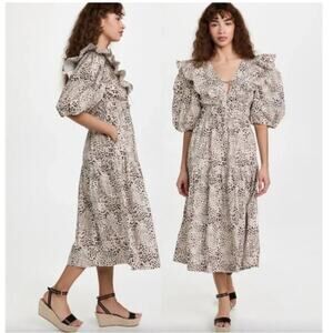 Sea NY Calla Puff Sleeve Printed Midi Dress